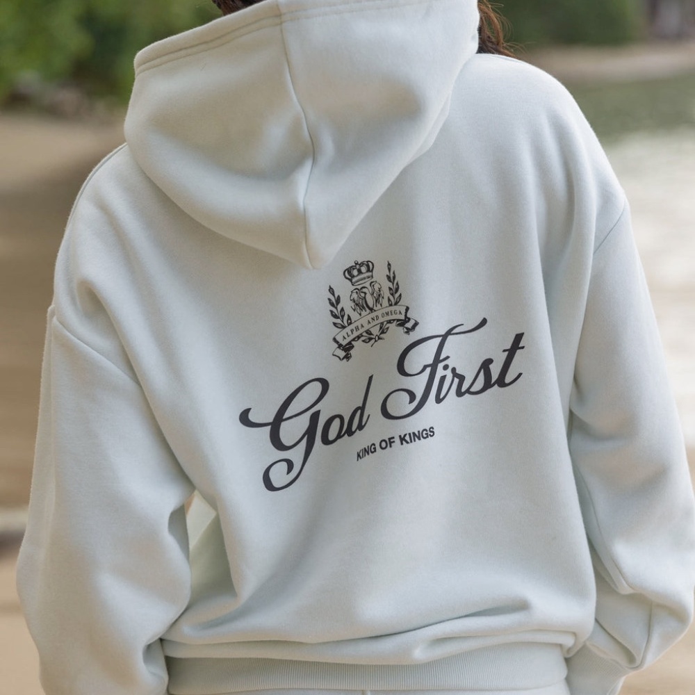 Elevated Faith God First Unisex Hoodie Size L